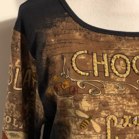 Dressbarn Chocolate Brown Embellished Top - Picture 5 of 10